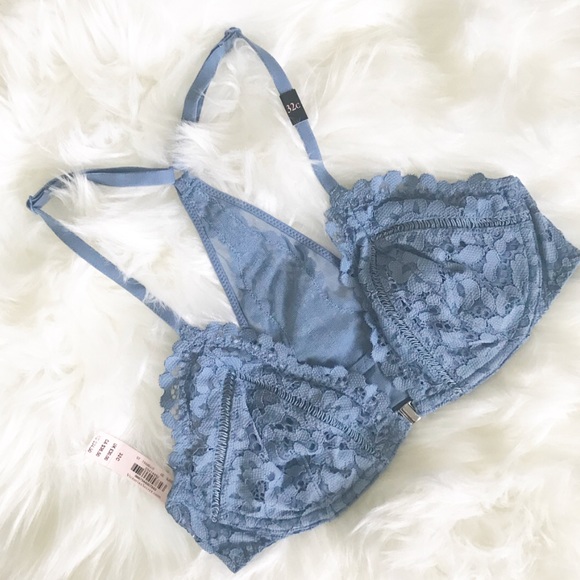 Victoria's Secret Other - NWT Victoria Secret Blue Lace Halter Bra